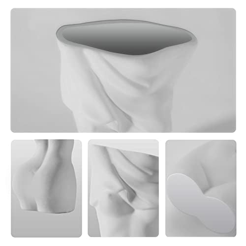 VAYALT Jarrón Cuerpo Femenino Decorativo Florero, Jarrón de Resina Creativa Forma Femenina, Jarrón de Escultura Decorativo, Jarrón Blanco Cuerpo Mujer Decoración Astética del Cuerpo