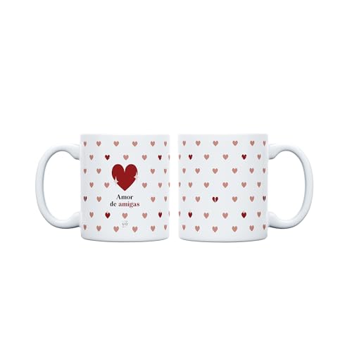 UO Taza de regalo con mensaje Amor de amigas, regalo original para amigas, 350 ml, Cerámica