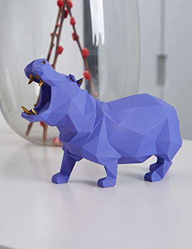 Amoy-Art Decorativa Escultura Hippo Figura Estatua Resina Regalo Púrpura 18cm