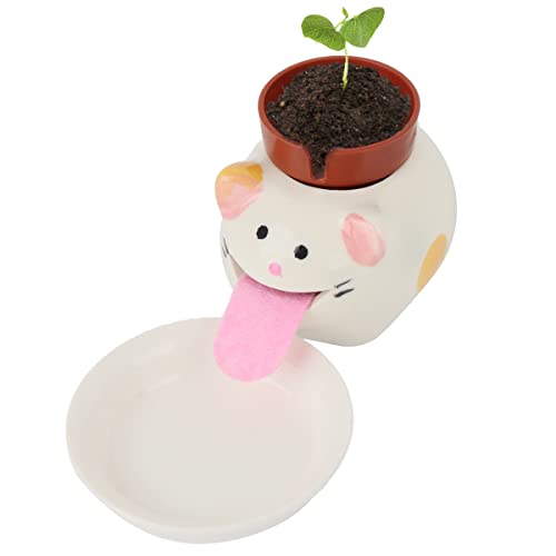 Peropon Drinking Animal Planter, ZoneYan Macetas de Animales, Self Watering Plant Pot, Mini Maceta en Forma de Gato