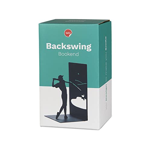 Balvi Sujetalibros Backswing Color Negro Soporte para Libros de estantería con Jugador de Golf Metal