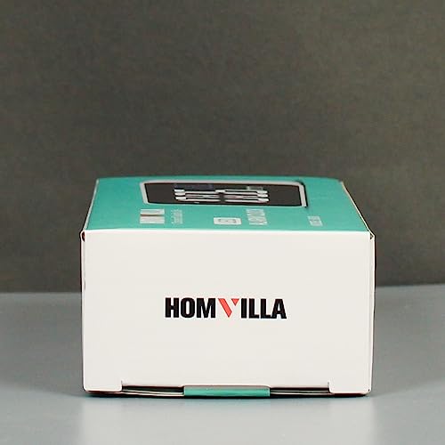 HOMVILLA Reloj Despertador Digital con Pantalla LED de Temperatura, Alarma de Espejo Portátil con Alarma Doble Tiempo de Repetición 4 Niveles de Brillo Regulable 10 Música Despertadores Digitales