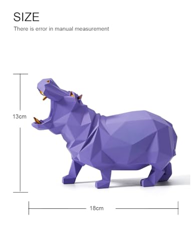 Amoy-Art Decorativa Escultura Hippo Figura Estatua Resina Regalo Púrpura 18cm