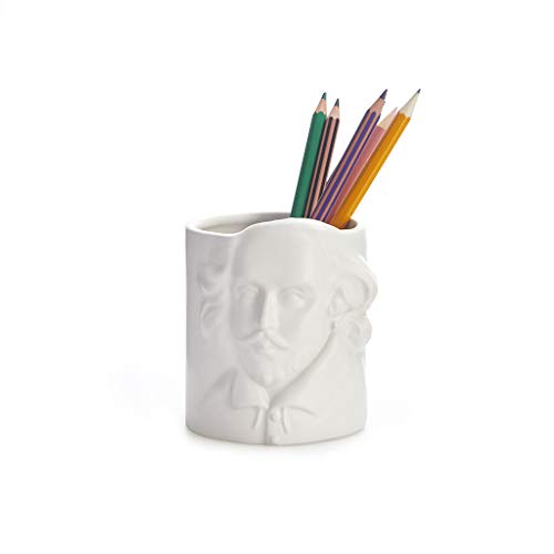 Balvi Portalápices Shakespeare Color Blanco Lapicero para Escritorio Inspirado en el reconocido escri