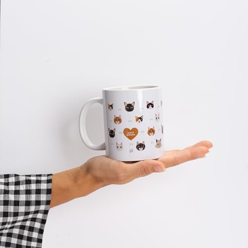 UO Taza de regalo con mensaje Amor gatuno, regalo para amigas, regalo para amigos, regalo original de Navidad, regalo amigo invisible original, 350 ml, Cerámica