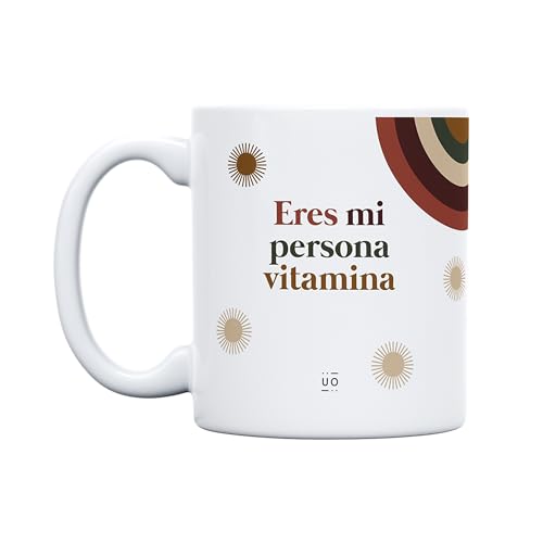 UO Taza de Regalo con Mensaje Persona Vitamina, Regalo para Amigas, 350 ml, Cerámica