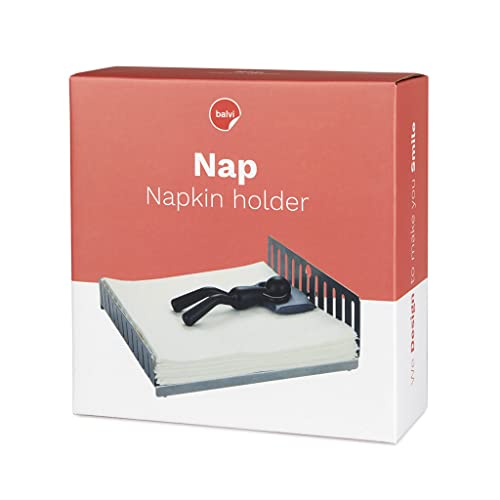 Balvi Servilletero Nap Color Plateado/Negro En Forma de Cama con Peso en Forma de Personaje echándose