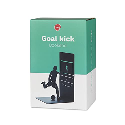 Balvi Sujetalibros Goal Kick Color Negro Soporte para Libros de estantería con Jugador de fútbol Meta