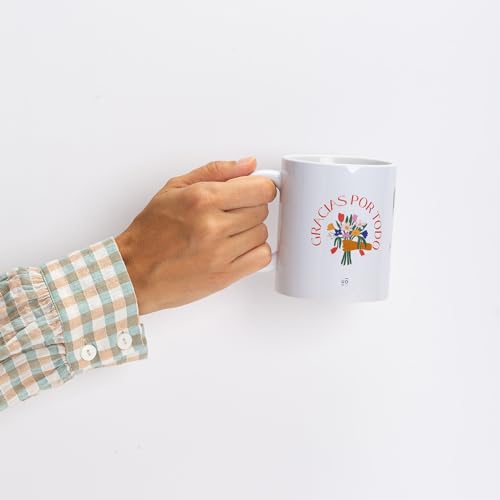 UO Taza de regalo con mensaje Gracias por todo, regalo para amigas, regalo para amigos, regalo original de Navidad, regalo amigo invisible original, 350 ml, Cerámica