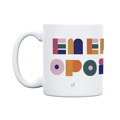 UO Taza de regalo con mensaje Energía Opositiva, regalo para amigas, regalo para amigos, regalo original de Navidad, regalo amigo invisible original, 350 ml, Cerámica