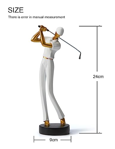 Amoy-Art Golf Escultura Decorativa Figura Resina Estatua Salon Regalo Blanco 24cm