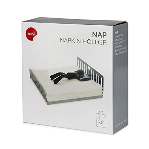 Balvi Servilletero Nap Color Plateado/Negro En Forma de Cama con Peso en Forma de Personaje echándose