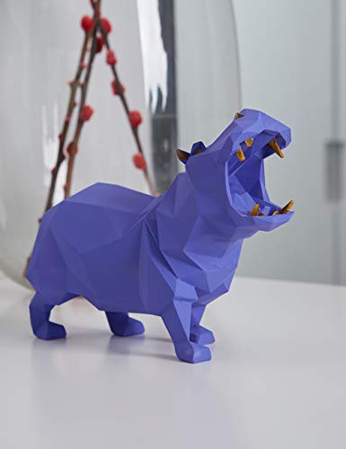 Amoy-Art Decorativa Escultura Hippo Figura Estatua Resina Regalo Púrpura 18cm