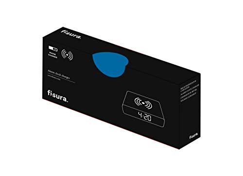 Fisura – Despertador Cargador inalámbrico Reloj con luz de LED Nocturna Regulable. Despertador con Cable USB. Medidas : 10,5 x 8 centímetros. (Madera)