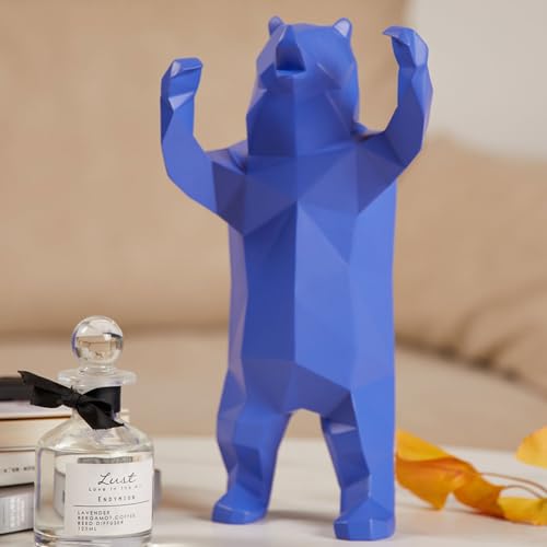 NENBOLEC Decorativa Escultura Llevar Figura Bear Estatua Resina Animale Regalo Azul 31cm