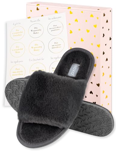 soxo Pantuflas de Felpa para Mujer Regalos Divertidos Pantuflas para Mujer Regalo de Verano 39/40 EU Grafito