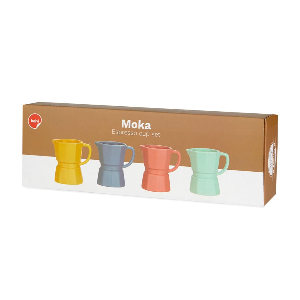 Balvi Set Tazas Espresso Moka Color Multicolor Set de Tazas tamaño Espresso con un Colorido diseño a