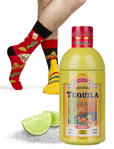 soxo Whisky Calcetines Hombre Divertidos Algodon Regalos Originales Colores Regalo Hombres 40-45 Tequila 1 Par