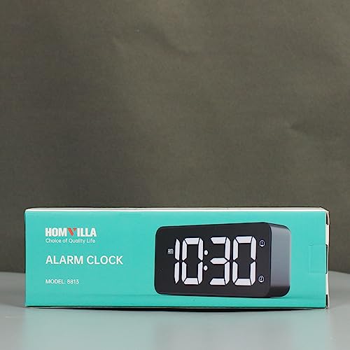 HOMVILLA Despertador Digital con Pantalla LED Grande, Reloj Despertador Digital Volumen Brillo Regulable con Alarma Doble 12/24H Despertador Inteligente Alimentación por Cable USB Incluye Adaptador