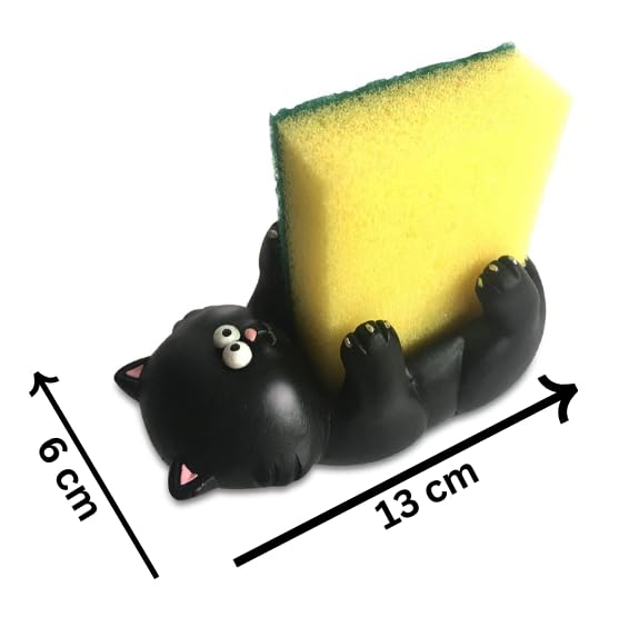 Soporte Esponja Gato Negro – Tu Estropajo Siempre a Mano y Vigilado