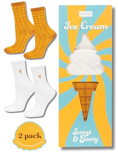 soxo Calcetines Mujer Divertidos Algodon Socks Regalos Originales Regalo Para Ella 35-40 Ice Cream 2 Pares