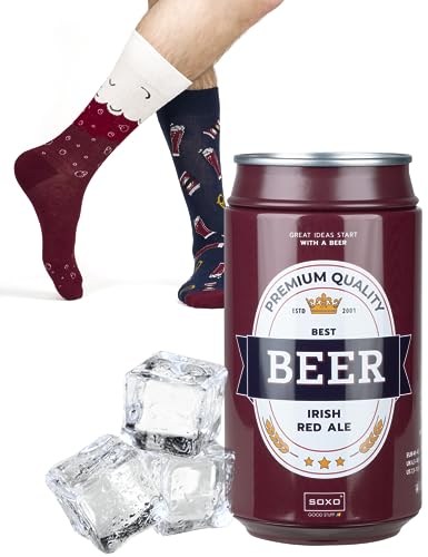 soxo Cerveza Calcetines Hombre Divertidos Algodon Regalos Originales Regalo Hombres 40-45 Irish Red Ale 1 Par