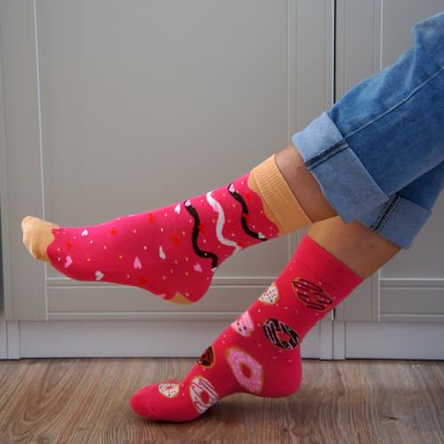 soxo Donut Calcetines Mujer Divertidos Algodon Socks Regalos Originales Regalo Colores 35-40 Rosa 1 Par