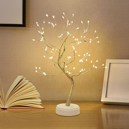 Kinamy Arbol LED Decorativo, Lámpara de Mesita de Decoración con 108 Luces, Alambre de Cobre Ajustable, Decoración del Hogar, Navidad, Crea un Ambiente Romántico y Cálido