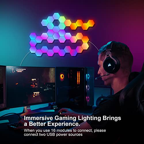 Hexagonal LED Pared Luces 8pcs RGB Gaming Panel — Sincronización de Música Hexagonales Gamer Habitacion Pared Decoracion Lampara Smart App…