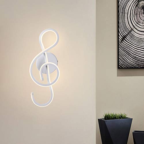 KAWELL 22W Creativo Moderno LED Apliques de Pared Interior Luz de Pared LED Lámpara de Pared Aluminio Símbolo Musical para Dormitorio Salón Café Habitación de Niña Pasillo Escaleras, 4500K Blanco