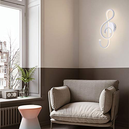 KAWELL 22W Creativo Moderno LED Apliques de Pared Interior Luz de Pared LED Lámpara de Pared Aluminio Símbolo Musical para Dormitorio Salón Café Habitación de Niña Pasillo Escaleras, 4500K Blanco