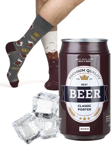 soxo Cerveza Calcetines Hombre Divertidos Algodon Regalos Originales Regalo Hombres 40-45 Classic Porter 1 Par