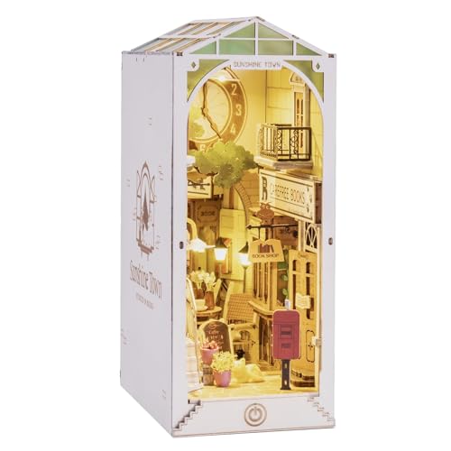 ROWOOD DIY Book Nook Kit Sunshine Town, Puzzle 3D en Madera, Casa Muñecas Madera para Montar, Maquetas Madera Regalos para Adultos y Adolescente