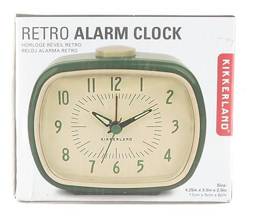 KIKKERLAND Reloj Despertador Retro, Verde, ABS