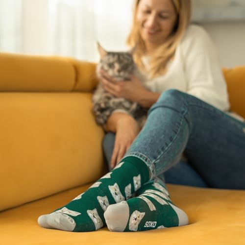 soxo Comida Gato Calcetines Mujer Divertidos Regalos Para Hombre Originales Regalo 40-45 Gato de pelo corto