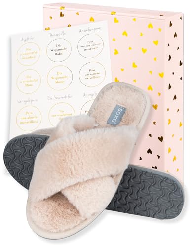 soxo Pantuflas de Felpa para Mujer Regalos Divertidos Pantuflas para Mujer Regalo de Verano 39/40 EU Beige