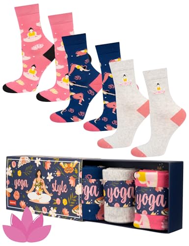 soxo Yoga Calcetines Mujer Divertidos Algodon Socks Regalos Originales Regalo Para Ella 35-40 3 Pares