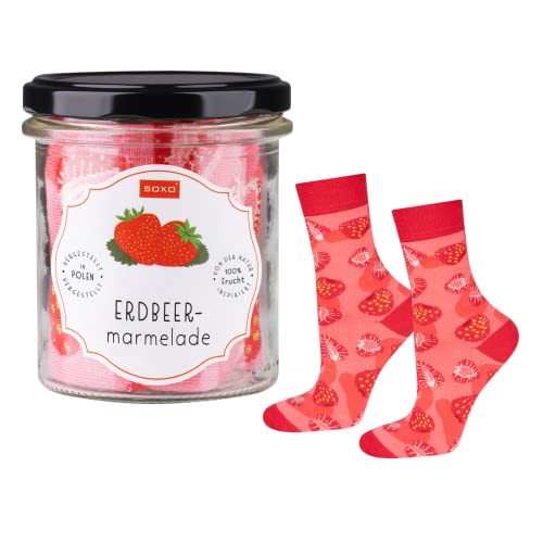 soxo Tarro De Mermelada Calcetines Mujer Divertidos Algodon Regalos Originales Regalo 35-40 Erdbeer Marmelade