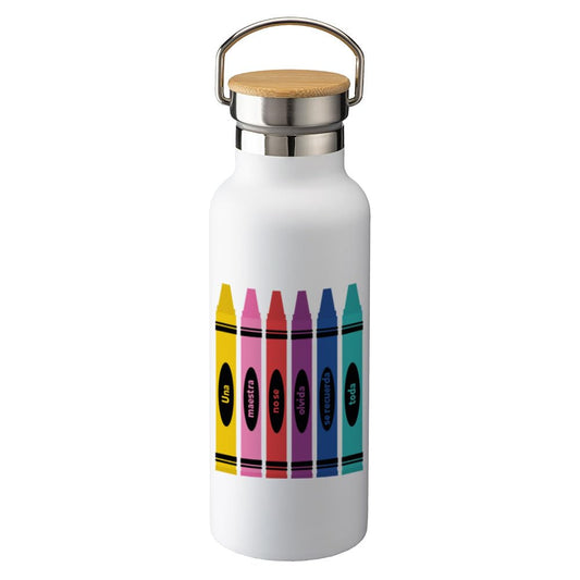 Maestra con clase – Botella de acero con tapón de madera