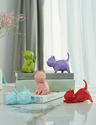 Amoy-Art 5pcs Figura Escultura Gato Decorativa Estatua Resina Animale Regalo