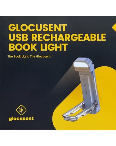 Glocusent Luz Lectura Recargable USB, Lampara de Lectura LED con Pinzas, 3 Colores Ámbar & 5 Brillos Regulables, Compacta y de Larga Duración,Regalo para los Amantes del Libro