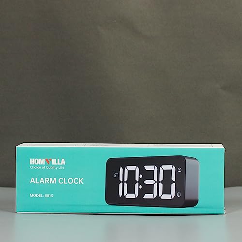 HOMVILLA Despertador Digital con Pantalla LED Grande, Reloj Despertador Digital Volumen Brillo Regulable con Alarma Doble 12/24H Despertador Inteligente Alimentación por Cable USB Incluye Adaptador