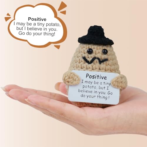 Aolso Mini Patata Positiva Divertida Muñeca，Juguetes de Papa Peluche muñeca，Patata Positiva de Punto Lindo，Pocket Hug Mini Peluche de Tejer de Punto Linda Creativo para Niños Adultos-Grande