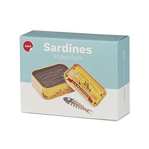 Balvi - Sardines Set de 6 Tenedores para Aperitivo en Forma de raspa de sardina y presentado en una l