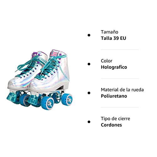 Flamingueo Patines 4 Ruedas - Patines de 4 Ruedas Mujer, Roller Skates, Patines 4 Ruedas Niña, Patines de 4 Ruedas Uretano 58mm x 32 mm, Patines Adulto, Patinaje 4 Ruedas, Talla 35