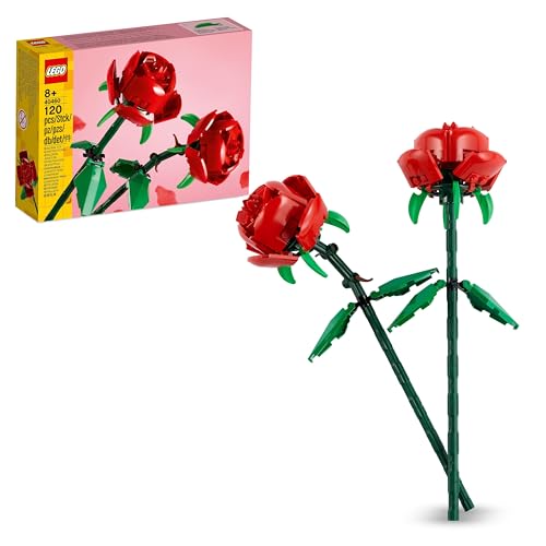 LEGO Creator Rosas Set de Flores Artificiales Compatible con Ramos, Regalo de San Valentín, Decoración Floral y Accesorios de Dormitorio Infantil y Escritorio para Niñas, Niños y Adolescentes 40460