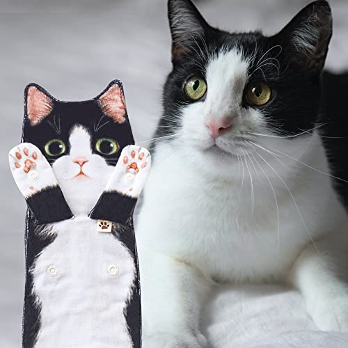 Divertidos Gatos Toalla de Mano-Decoración Gato Toalla Colgantes para Baño Trapos de Cocina-Animal Absorbente suave Toallas-regalos Graciosos Para Originales Mujer Amantes de Los Gatos-Blanco Negro