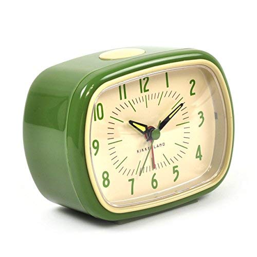 KIKKERLAND Reloj Despertador Retro, Verde, ABS