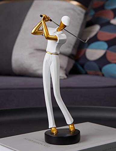Amoy-Art Golf Escultura Decorativa Figura Resina Estatua Salon Regalo Blanco 24cm