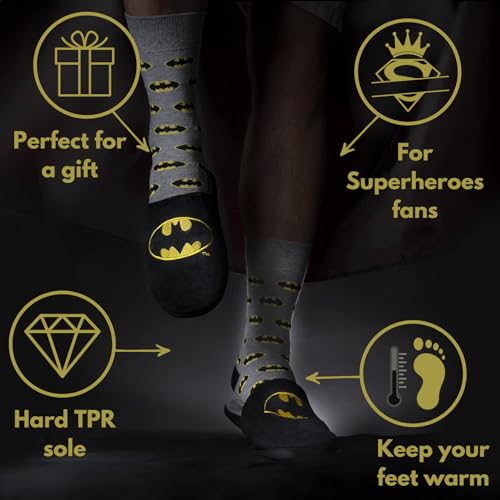 soxo DC Comics The Batman Superman Zapatillas Casa Hombre Invierno Divertidas Pantuflas 41/42 Zapatillas Batman + Calcetines 40-45